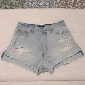 Abercrombie & Fitch Distressed Denim Button Fly High Rise Shorts Size 28